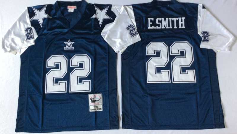 Cowboys 22 Emmitt Smith Navy Thanksgiving M&N Throwback Jersey->nfl m&n throwback->NFL Jersey